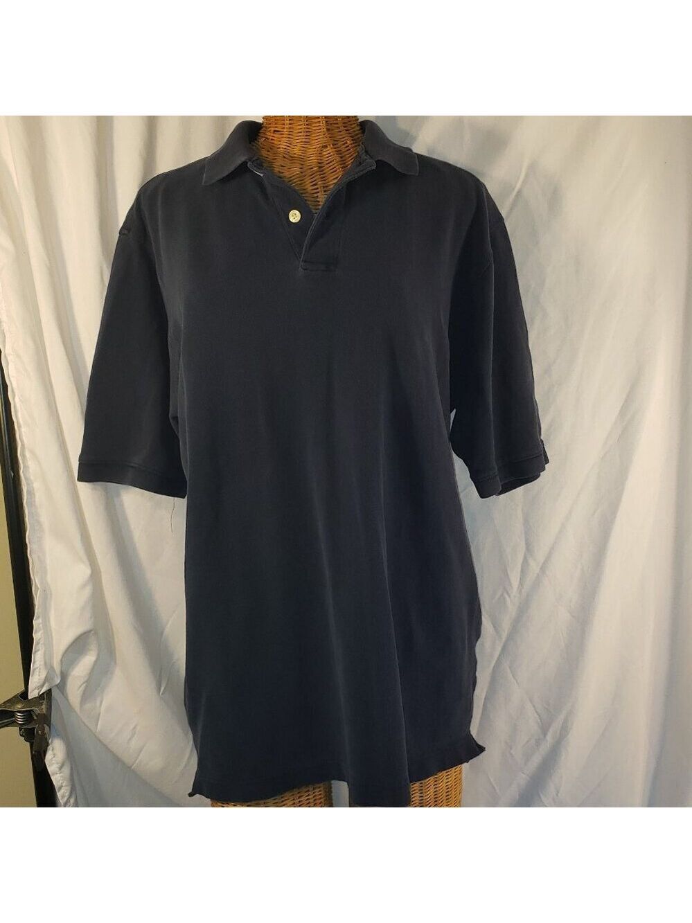Faded Glory Men's Classic Fit Navy Blue Pique Polo Shirt, Size L